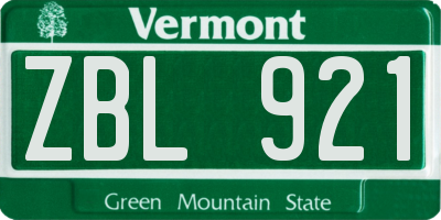 VT license plate ZBL921