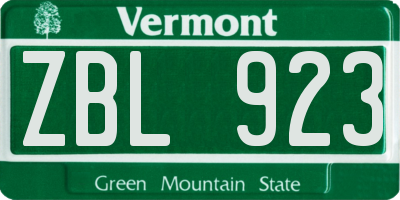 VT license plate ZBL923