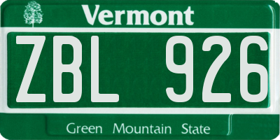 VT license plate ZBL926