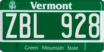 VT license plate ZBL928