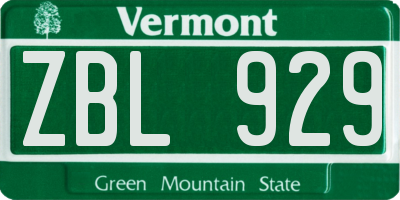 VT license plate ZBL929
