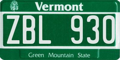 VT license plate ZBL930