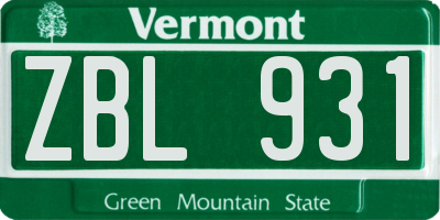VT license plate ZBL931