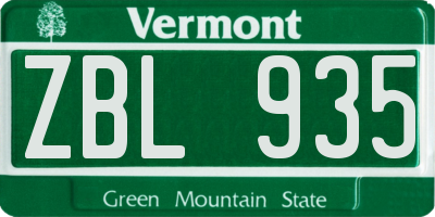 VT license plate ZBL935