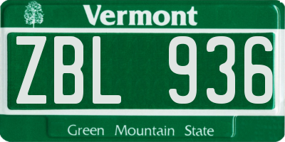 VT license plate ZBL936