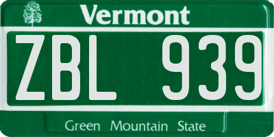 VT license plate ZBL939