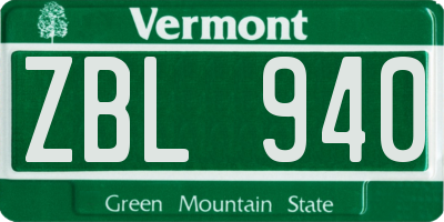 VT license plate ZBL940