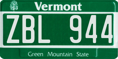 VT license plate ZBL944