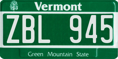 VT license plate ZBL945