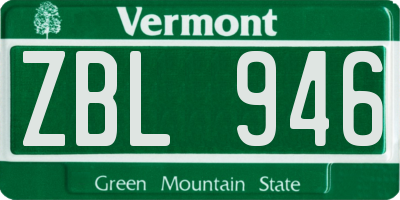 VT license plate ZBL946