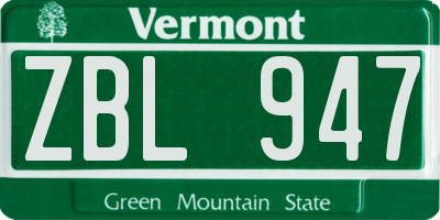 VT license plate ZBL947
