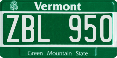VT license plate ZBL950