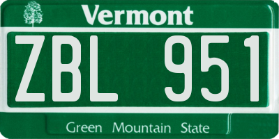 VT license plate ZBL951
