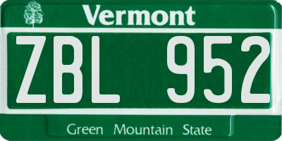 VT license plate ZBL952