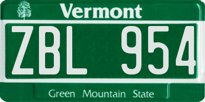 VT license plate ZBL954