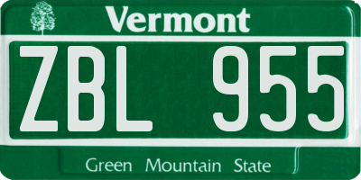 VT license plate ZBL955