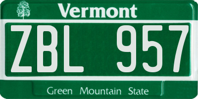VT license plate ZBL957