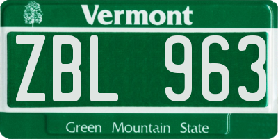 VT license plate ZBL963