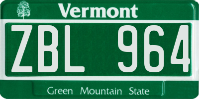 VT license plate ZBL964