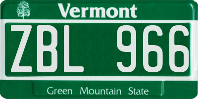 VT license plate ZBL966