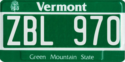 VT license plate ZBL970