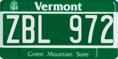 VT license plate ZBL972