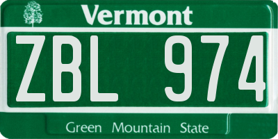 VT license plate ZBL974