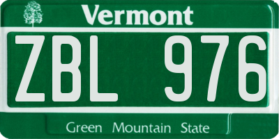 VT license plate ZBL976