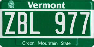 VT license plate ZBL977