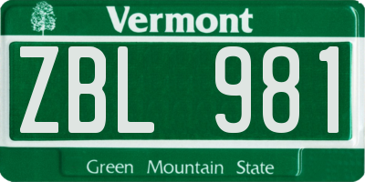VT license plate ZBL981