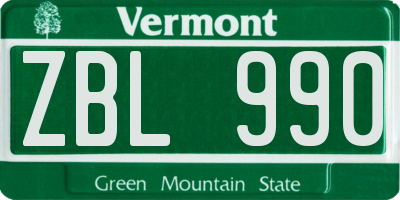 VT license plate ZBL990
