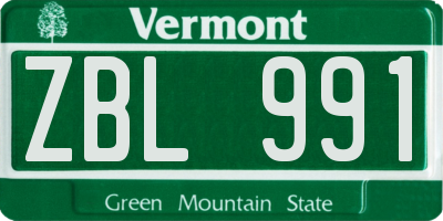VT license plate ZBL991