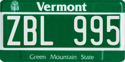 VT license plate ZBL995