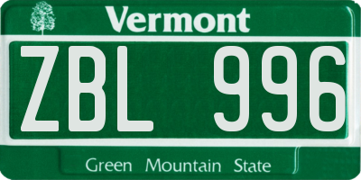 VT license plate ZBL996