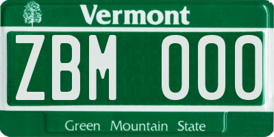 VT license plate ZBM000