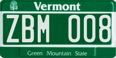 VT license plate ZBM008