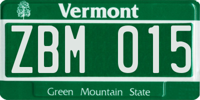 VT license plate ZBM015