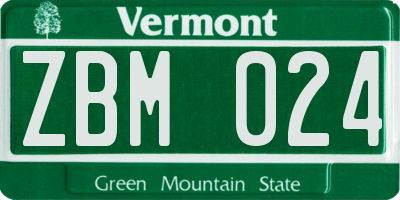 VT license plate ZBM024