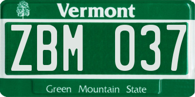 VT license plate ZBM037