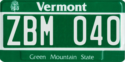 VT license plate ZBM040