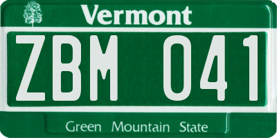 VT license plate ZBM041
