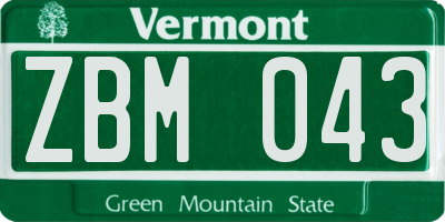VT license plate ZBM043