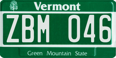 VT license plate ZBM046