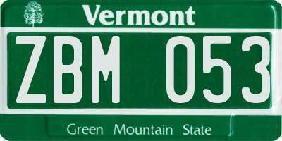 VT license plate ZBM053