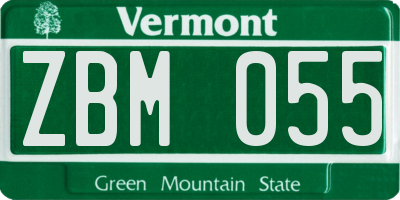 VT license plate ZBM055
