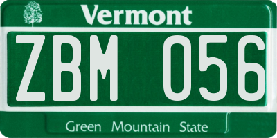 VT license plate ZBM056