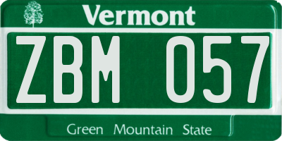 VT license plate ZBM057