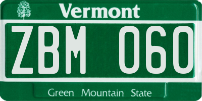 VT license plate ZBM060