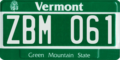 VT license plate ZBM061