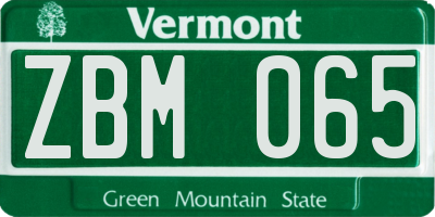 VT license plate ZBM065